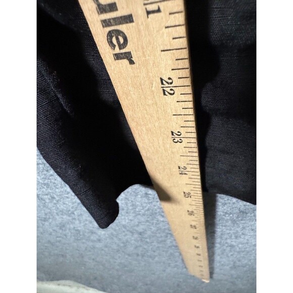 H&M Pants women 4 Black Linen Blend Straight Leg Flat Front Stretch Vacation - Picture 4 of 6